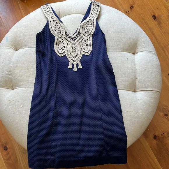 Lilly Pulitzer | Dresses | Lilly Pulitzer Navy Blue With Gold Detail Dress  | Poshmark